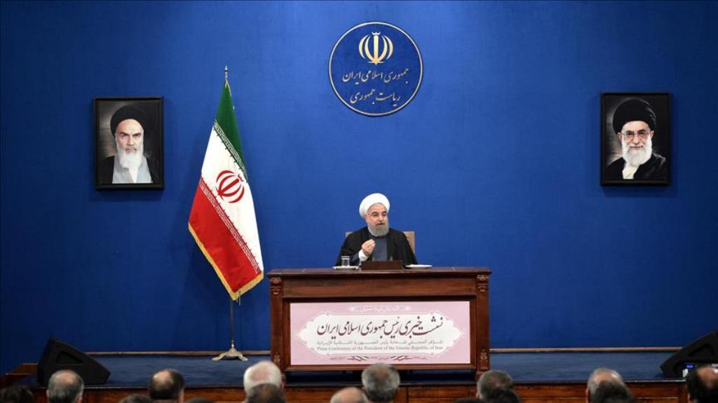TEHRAN, IRAN - APRIL 10: President of Iran Hassan Rouhani speaks during a press conference ahead of the Iran's Presidential Election, in Tehran, Iran on April 10, 2017. ( Fatemeh Bahrami - Anadolu Agency ).