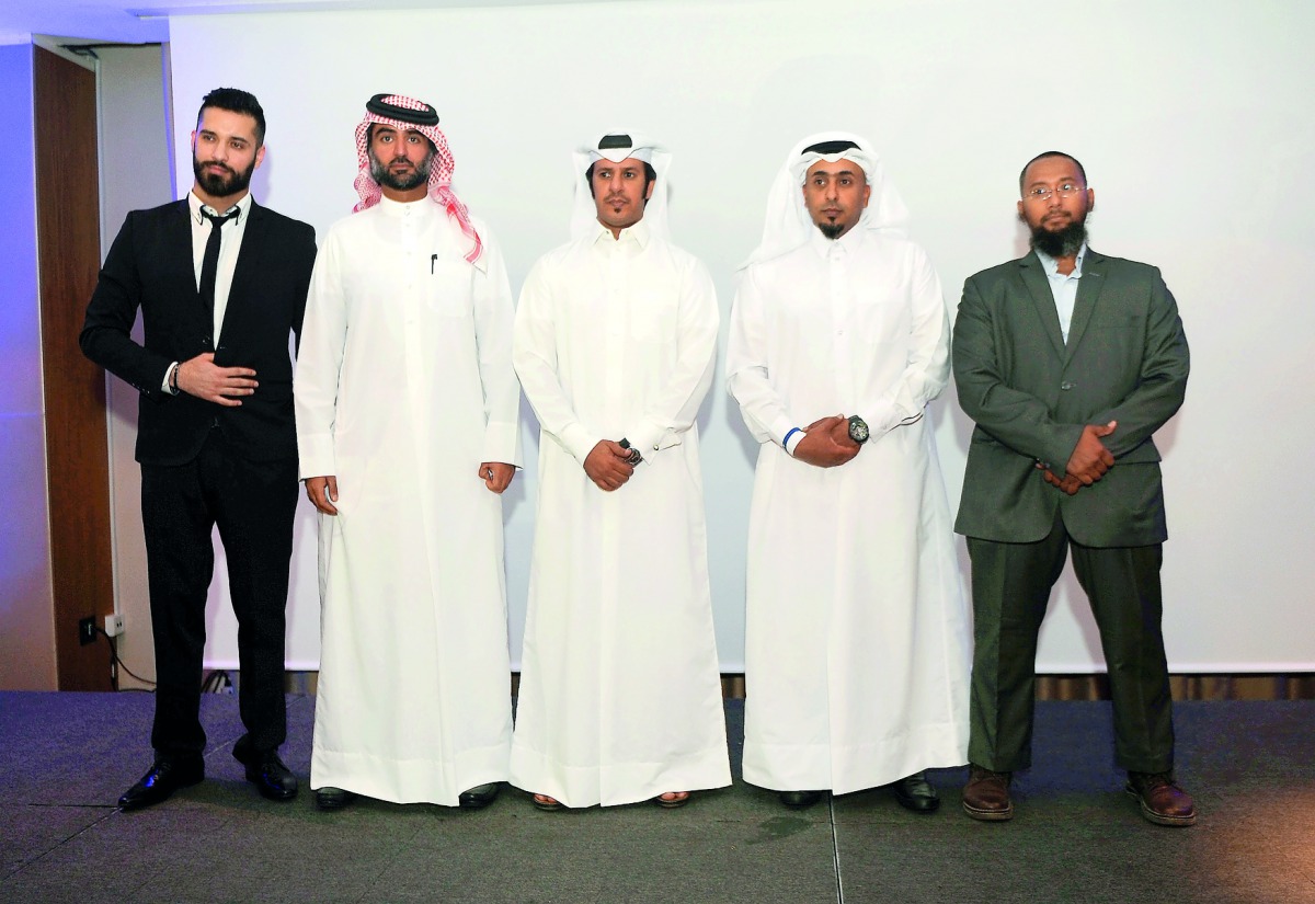 Jassim Al Maadeed (second right), founder of World Autism Ride, with riders during the launch of World Autism Ride from Qatar to the world, in Doha. Pic: Abdul Basit / The Peninsula