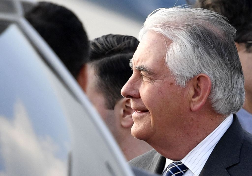 US Secretary of State Rex Tillerson arrives at the Vnukovo II Government airport in Moscow on April 11, 2017. AFP / Alexander Nemenov 