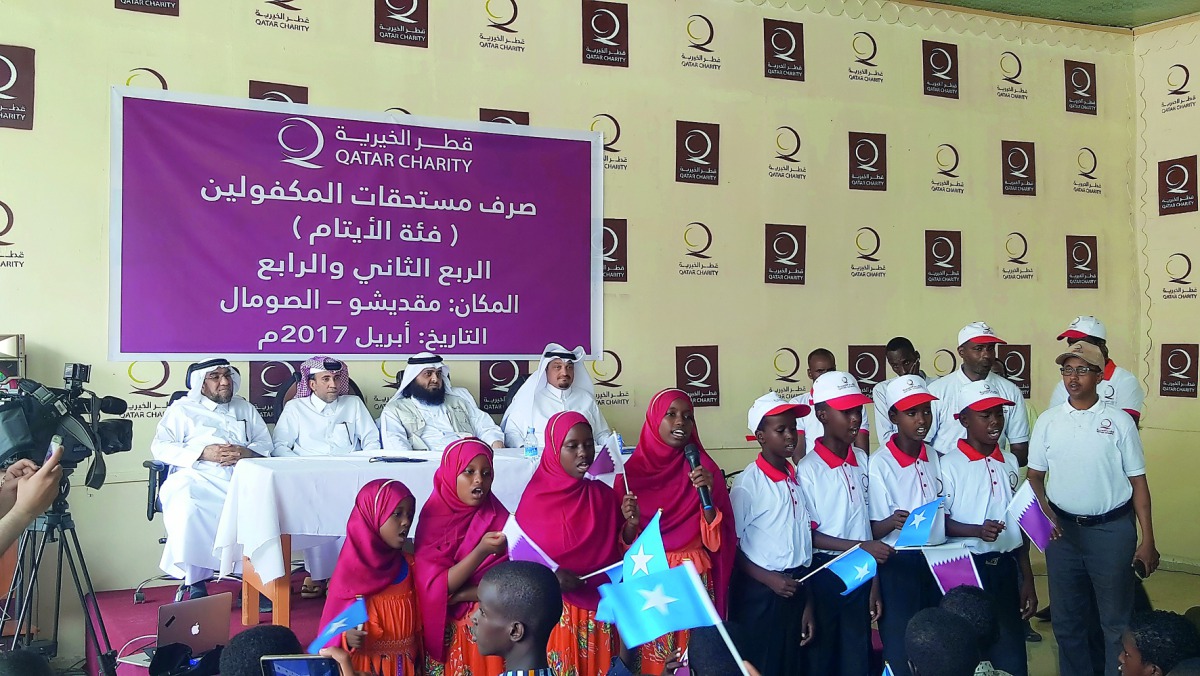 Qatar Charity delegation headed by Sheikh Hamad bin Fahd bin Abdulaziz Al Thani at a function in Somalia.