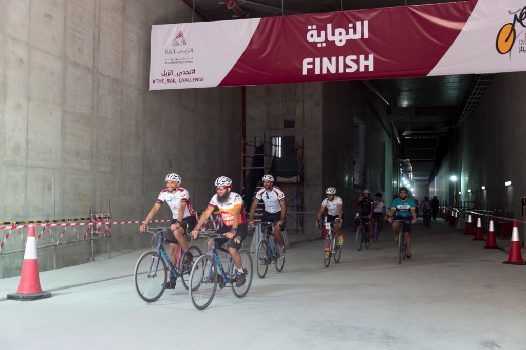 Cyclists at the end of the Challange