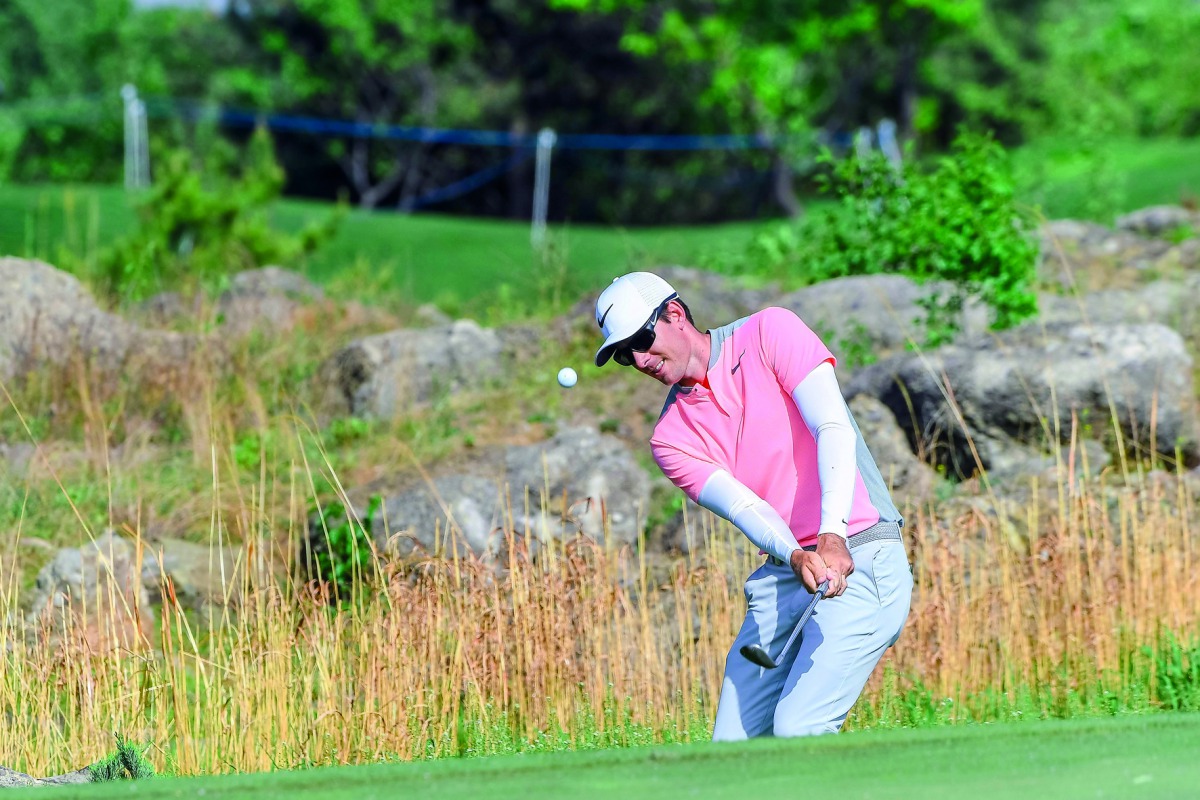 Dylan Frittelli of South Africa plays a shot during the second round of the Volvo China Open golf tournament in Beijing yesterday.