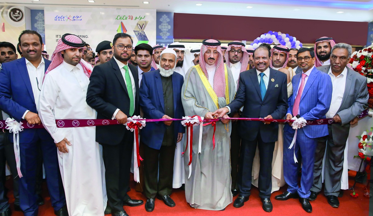 Prince Badr bin Muhammed bin Abdullah bin Jalawi Al Saud, Governor of Al Ahsa, along with Lulu Group Managing Director Yusuff Ali M A and Dr PA Ibrahim Haji, Co-Chairman of Malabar Group, jointly inaugurate the 176th global showroom of Malabar Gold & Diam