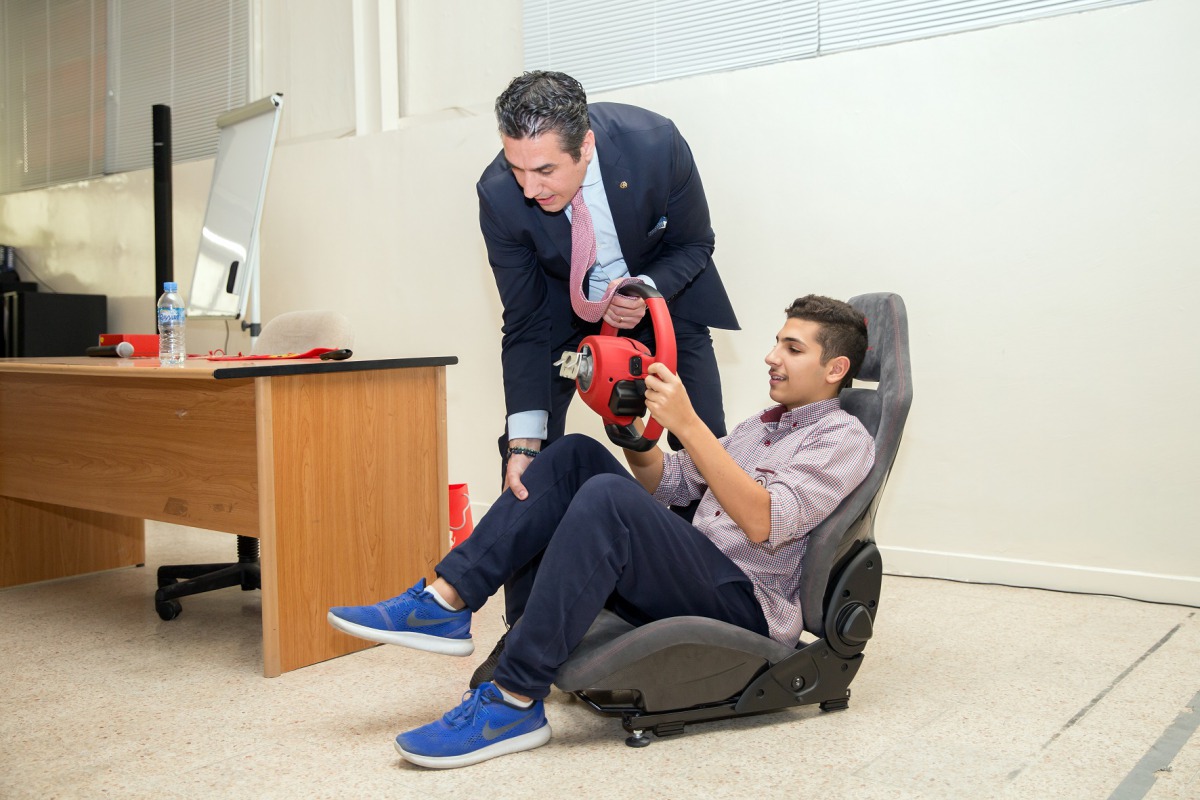 A student being taught the nuances of safe driving as part of the campaign.