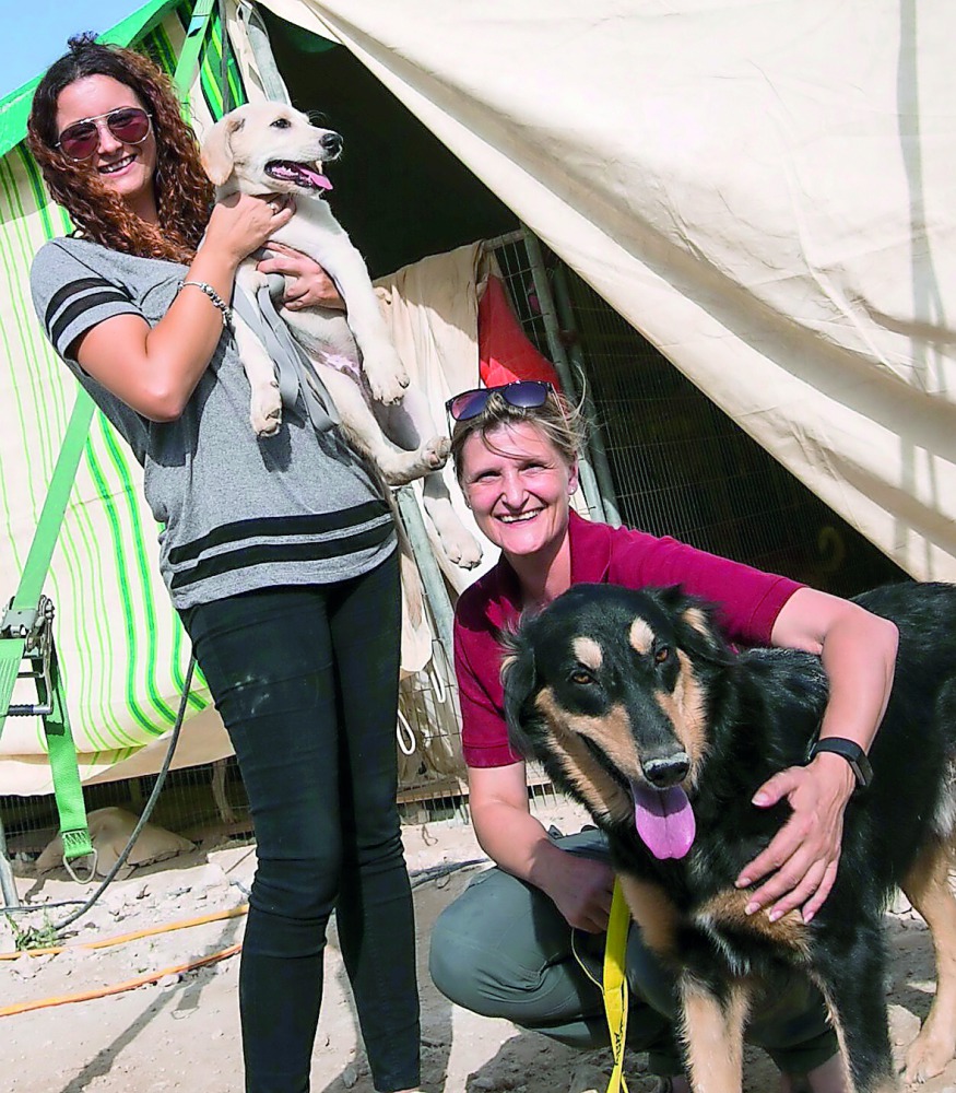 De Boer volunteers with the pets Eggy and Rex.
