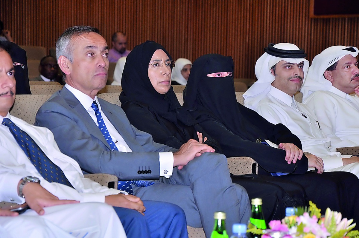 H E Dr Hanan Mohamed Al Kuwari, Minister of Public Health; Prof the Lord Ara Darzi of Denham and chair of the National Cancer Committee; Dr Mariam Abdul Malik, Managing Director, Primary Health Care Corporation; and Dr Sheikh Mohammed bin Hamad Al Thani,