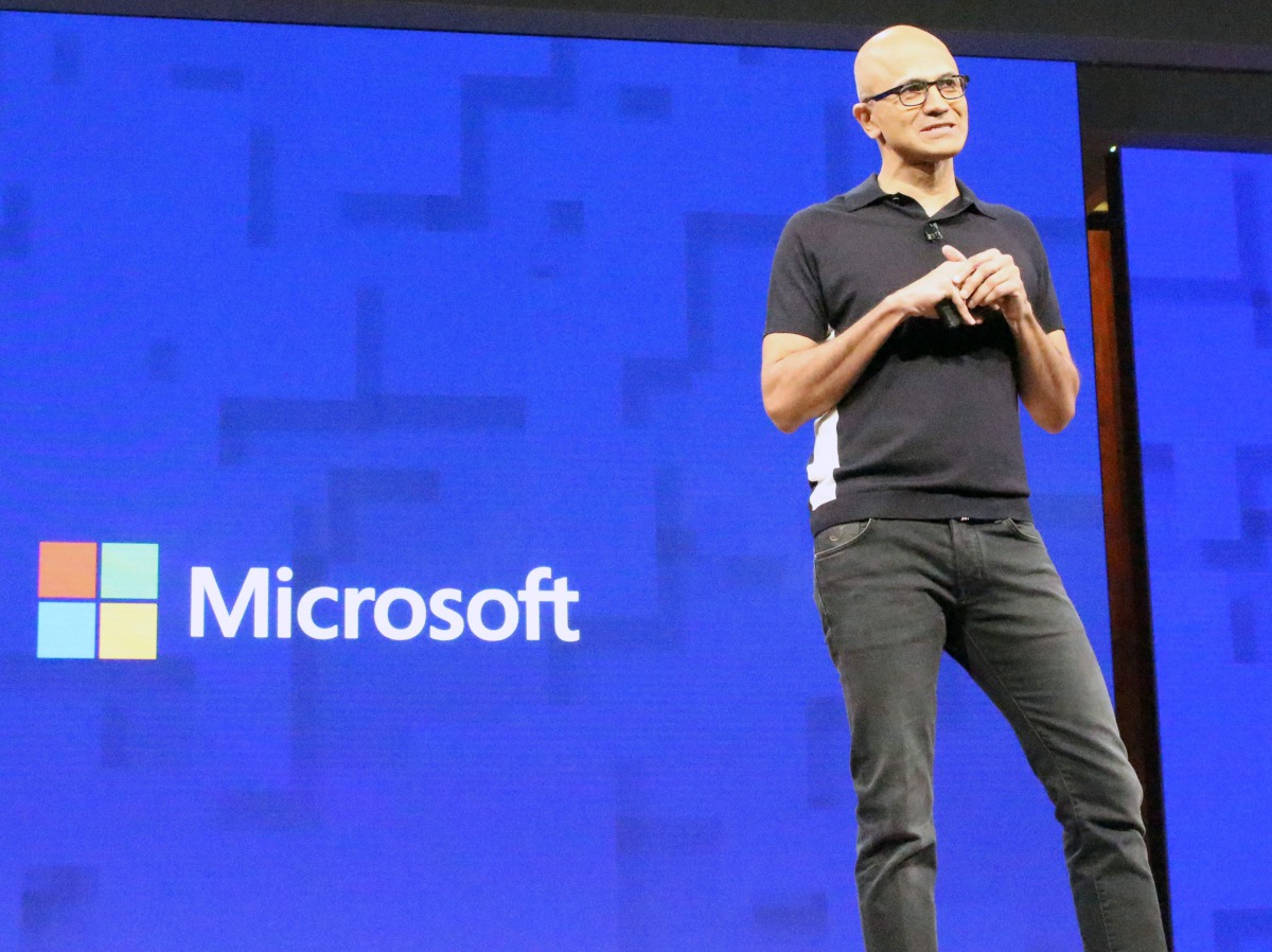Microsoft chief executive Satya Nadella opens the US technology titan's annual Build Conference in Seattle on May 10, 2017 with a focus on a future rich with artificial intelligence that follows people from device to device.  AFP / Glenn Chapman