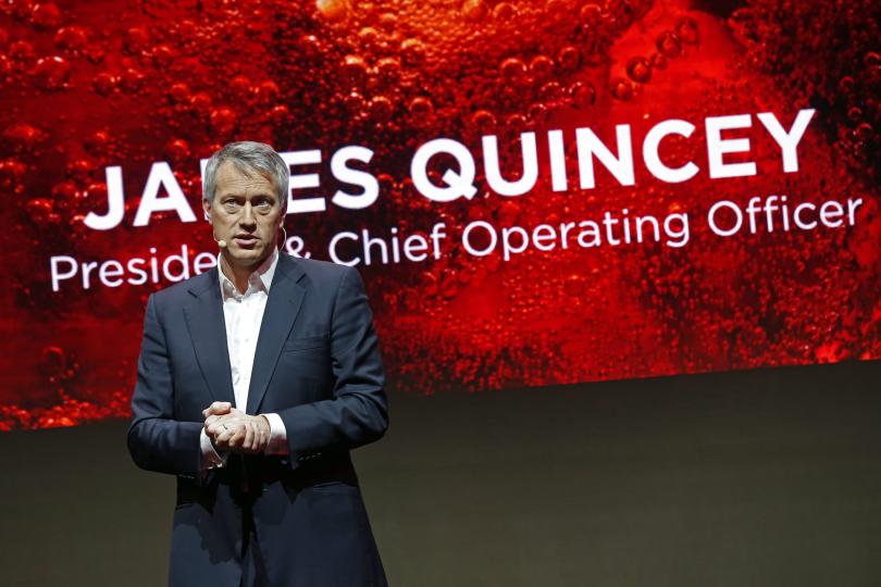  Coca-Cola Co.'s James Quincey delivers a speech during a presentation in Paris, France, Jan. 19, 2016. REUTERS/Benoit Tessier 