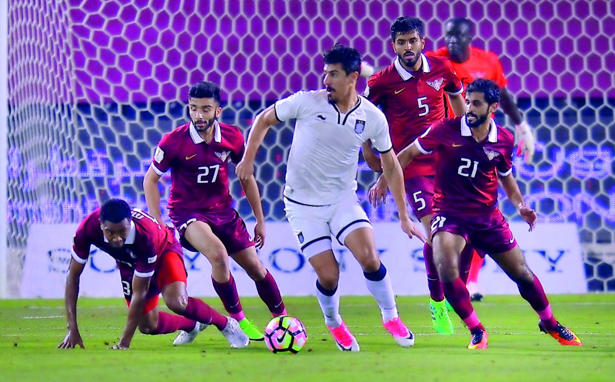 Al Sadd's Algerian striker Baghdad Bounedjah (centre) controls the ball during the Emir Cup semi-final against Lekhwiya at Al Sadd Stadium. Al Sadd booked a place in the final with a 2-0 win over El Jaish. Picture Baher Amin/The Peninsula