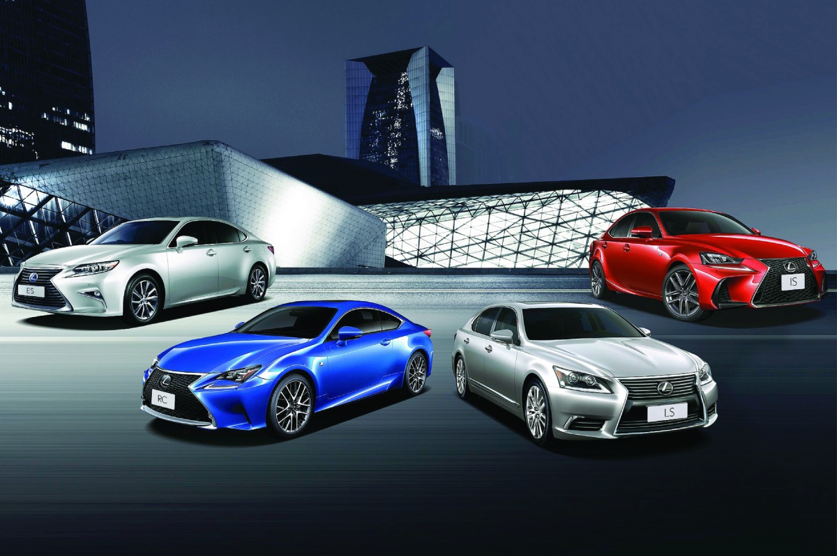 Various Lexus models on display.