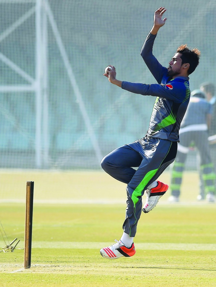 Pakistani fast bowler Mohammed Amir in action during a training session. Amir was barred from cricket following a match-fixing scandal in August 2010. He was brought back into the Pakistan fold last January but after more than 15 months as an internationa