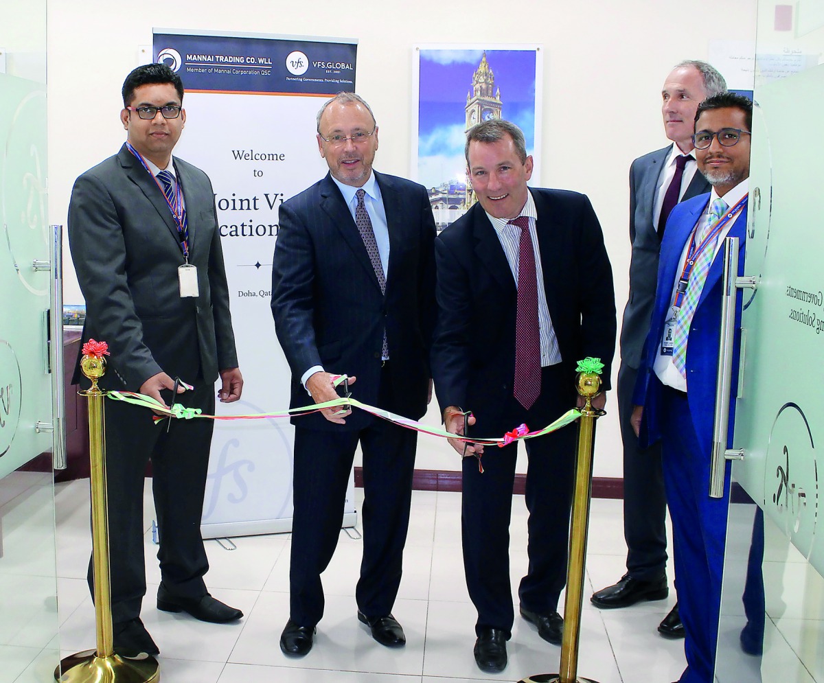 Patrick Hennessy, Ambassador of Ireland to Qatar, formally inaugurating VFS Global's Visa Application Centre in Doha on Tuesday.