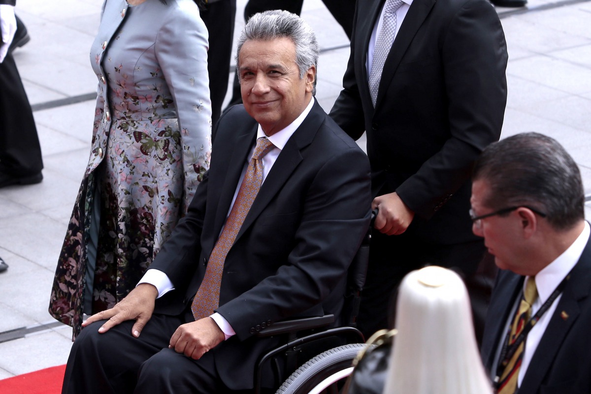 Ecuador's new President Lenin Moreno arrives at the National Assembly in Quito on May 24, 2017 for his inauguration. AFP / Juan Cevallos