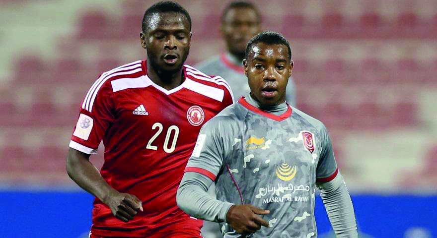 Asim Madibo (right) in Lekhwiya's colours during a QSL match in recently-concluded season last month.