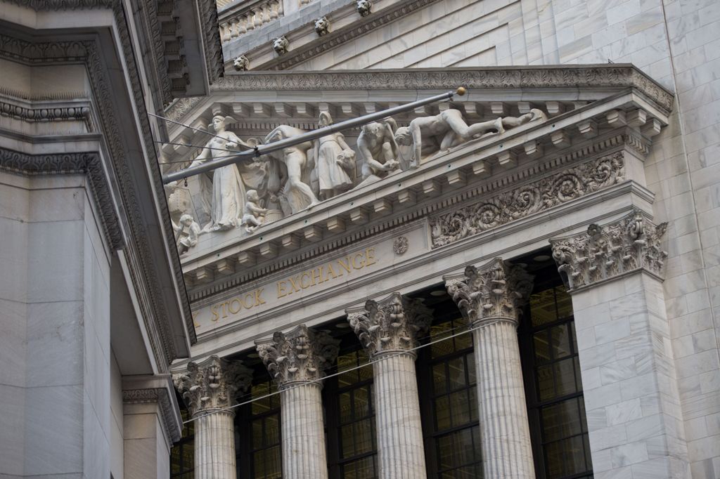 (FILES) This file photo taken on February 16, 2017 shows The New York Stock Exchange is seen in New York. Wall Street opened lower on May 26, 2017, pointing to a possible end of a six-day winning streak ahead of a holiday weekend.  AFP / Bryan R. Smith
