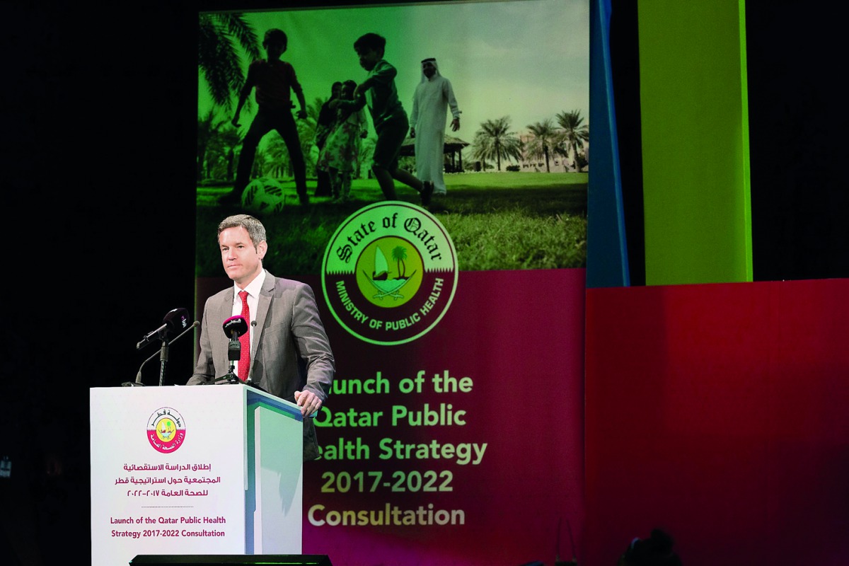 Egbert Schillings, CEO, WISH, speaks at the launch of Qatar Public Health Strategy 2017-2022 Consultation.