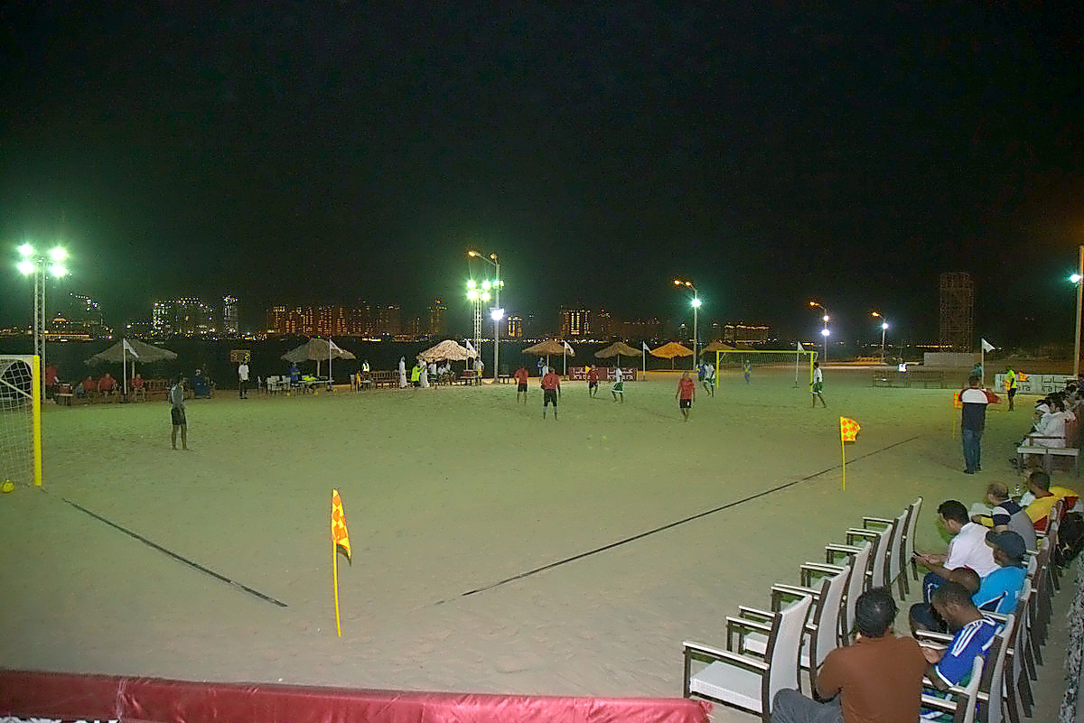 Teams getting ready for the seventh edition of Katara’s Beach Football Championship.