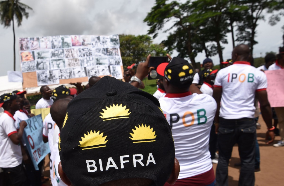 Biafra supporters gather on May 30, 2017, in Abidjan, during a ceremony marking the 50 years to the day since an independent republic of Biafra was declared. AFP / Sia Kambou