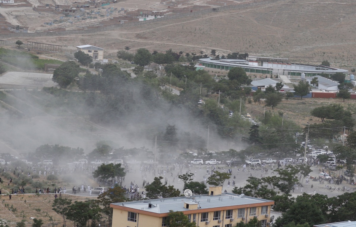 Smoke rises from the site of a suicide attack after a blast in Kabul