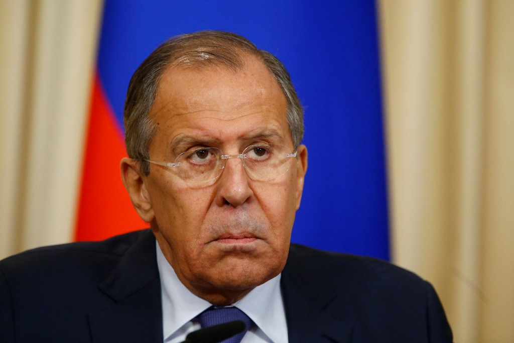 Russian Foreign Minister Sergey Lavrov is seen with Spanish Foreign Affairs minister Alfonso Maria Dastis Quecedo (not seen) during joint press conference in Moscow, Russia on June 7, 2017. ( Sefa Karacan - Anadolu Agency )
