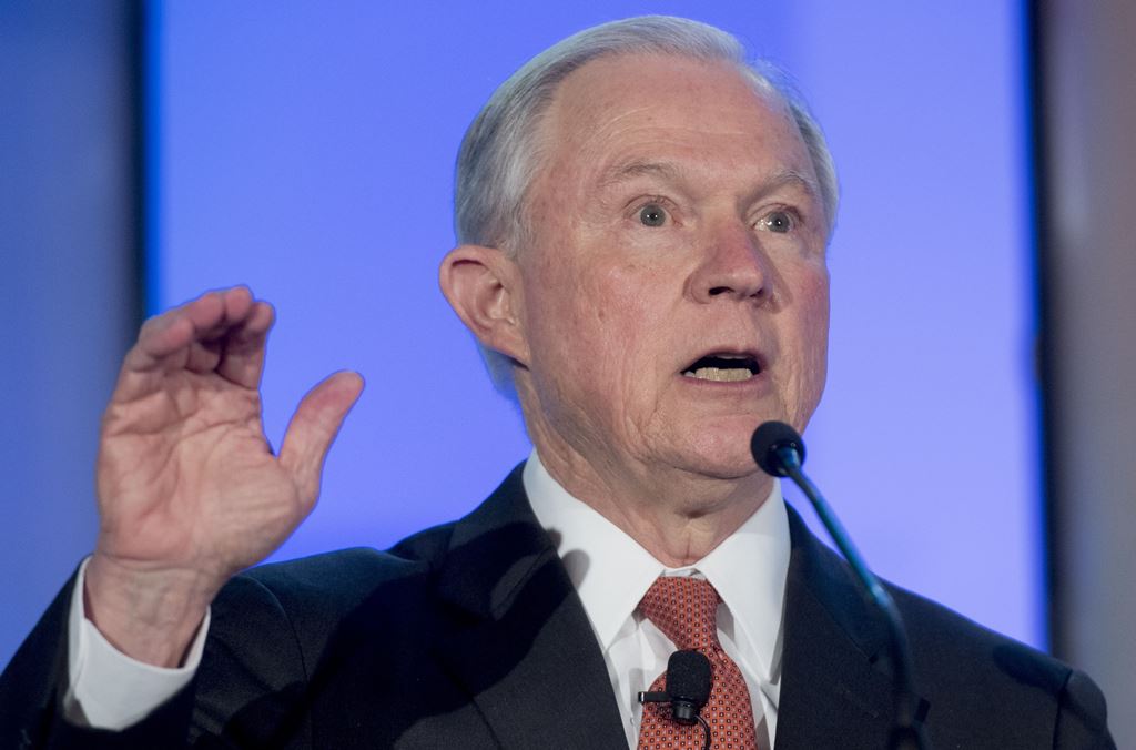 (FILES) This file photo taken on April 24, 2017 shows US Attorney General Jeff Sessions speaking during the Ethics and Compliance Initiative Annual Conference in Washington, DC. AFP / SAUL LOEB
