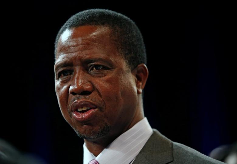 Zambian President Edgar Lungu reacts after participating in a discussion at the World Economic Forum on Africa 2017 meeting in Durban, South Africa May 4, 2017. REUTERS/Rogan Ward.