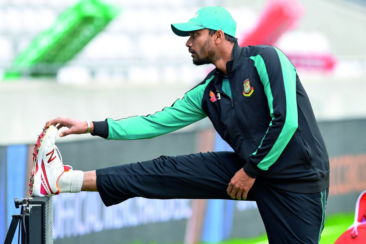 Bangladesh captain Mashrafe Mortaza attends a training session at Edgbaston cricket ground in Birmingham. 