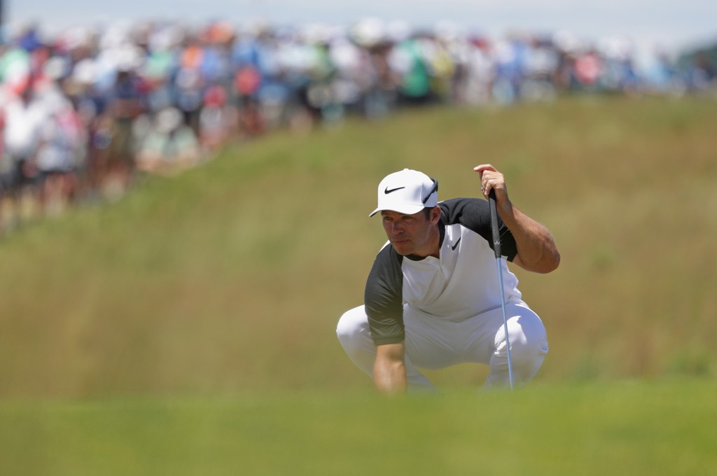 Paul Casey of England lines up a putt on the ninth green during the second round of the 2017 U.S. Open at Erin Hills on June 16, 2017 in Hartford, Wisconsin. Streeter Lecka/AFP
