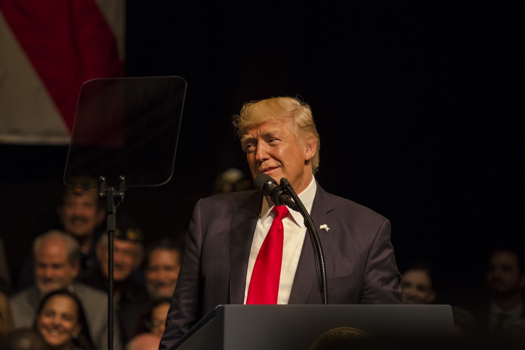 MIAMI, USA - JUNE 16: US President Donald Trump speaks about policy changes he is making toward Cuba at the Manuel Artime Theater in the Little Havana neighborhood on June 16, 2017 in Miami, Florida. (Raul E. Diego - Anadolu Agency)