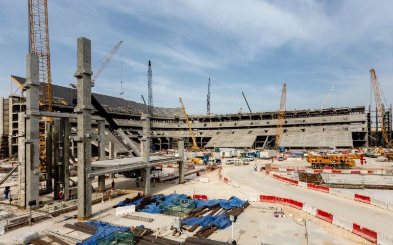 File picture of work in progress at Al Bayt Stadium. 