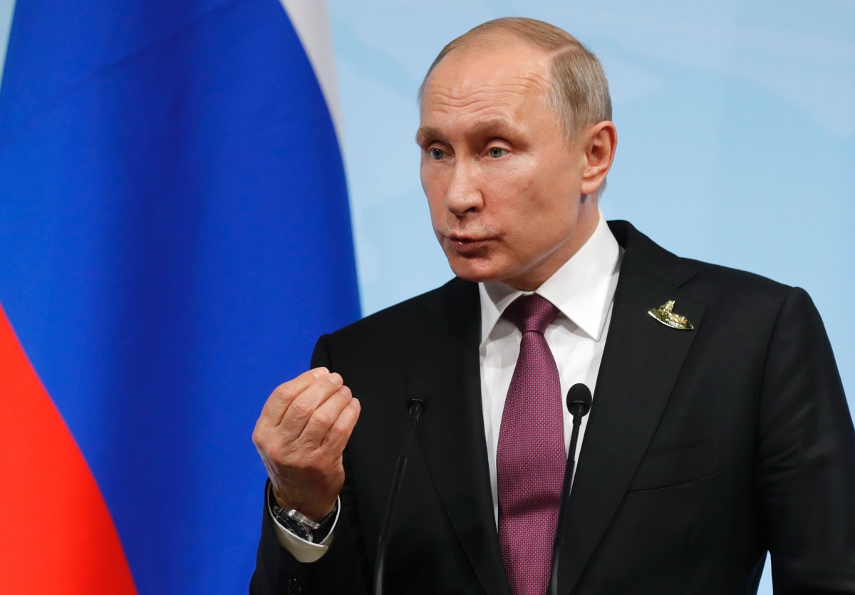 Russia's President Vladimir Putin attends a final press conference on the second day of the G20 Summit in Hamburg, Germany, July 8, 2017. (AFP / POOL / Alexander Zemlianichenko)