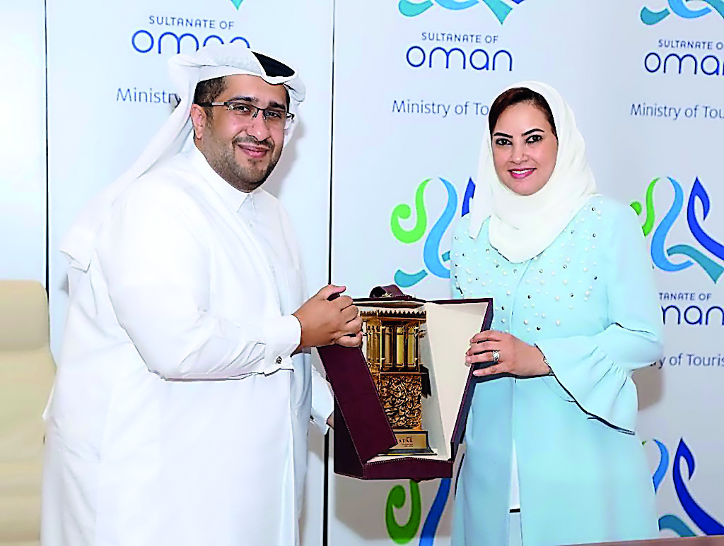 Hassan Al Ibrahim, Chief Tourism Development Officer of QTA, with Maitha bint Saif Al Mahrouqi, Undersecretary at the Ministry of Tourism of Oman.