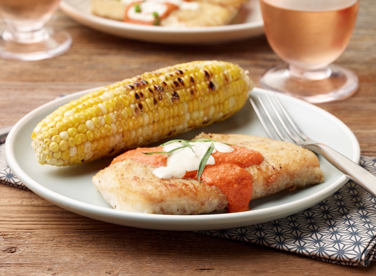 Sauteed Fish With Roasted Tomato Vinaigrette and Lemon Aioli (The Washington Post by Renee Comet)