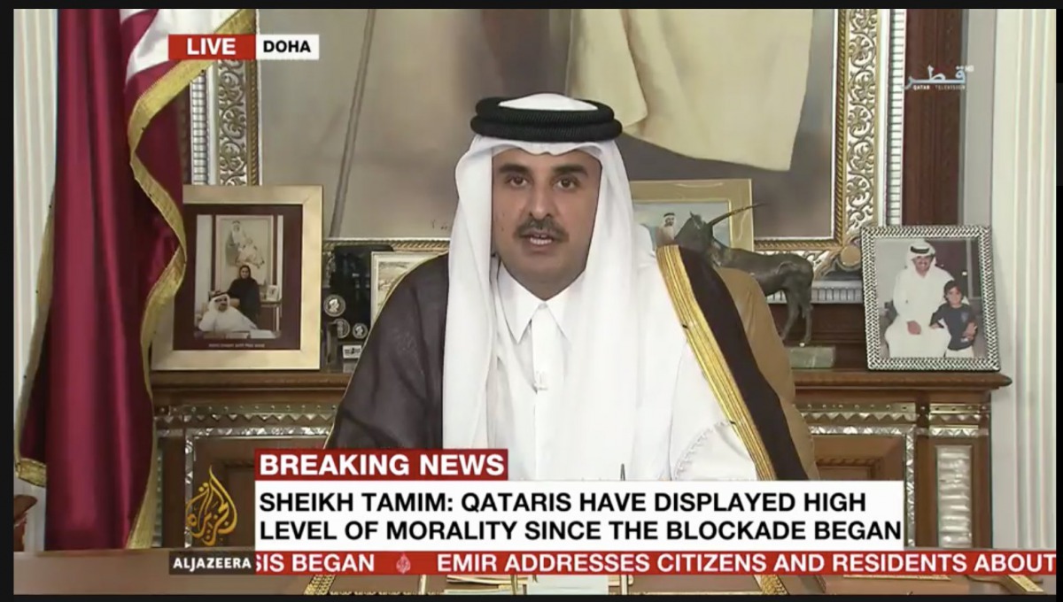 A screen grab of Emir's speech to the nation.
