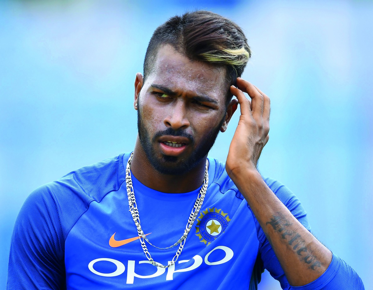 Indian cricketer Hardik Pandya takes part in a practice session at Galle International Cricket Stadium in Galle yesterday.