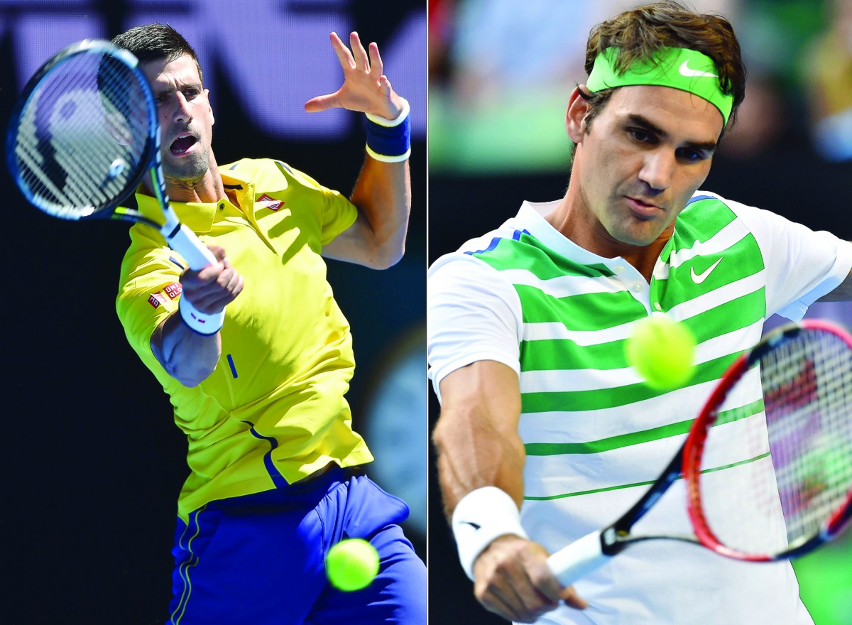 This combo of file photos shows Serbia’s Novak Djokovic (left) and Switzerland’s Roger Federer in action during the 2016 Australian Open in Melbourne.