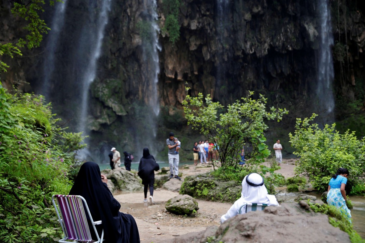 Tourists visit waterfalls at Ayn Athum in Salalah, Dhofar province, Oman August 23, 2016. Reuters/Ahmed Jadallah
