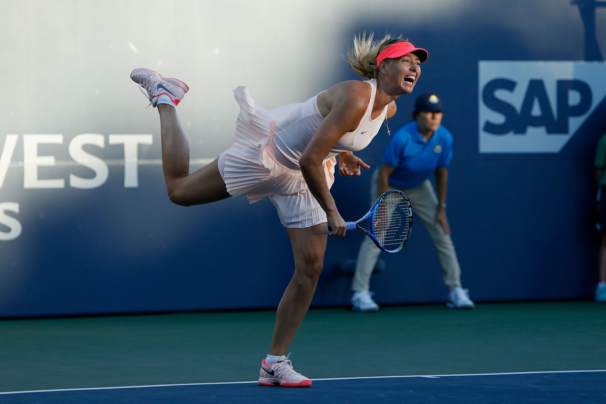 Maria Sharapova of Russia competes against Jennifer Brady of the United States during day 1 of the Bank of the West Classic at Stanford University Taube Family Tennis Stadium on July 31, 2017 in Stanford, California. (Lachlan Cunningham/Getty Images/AFP)
