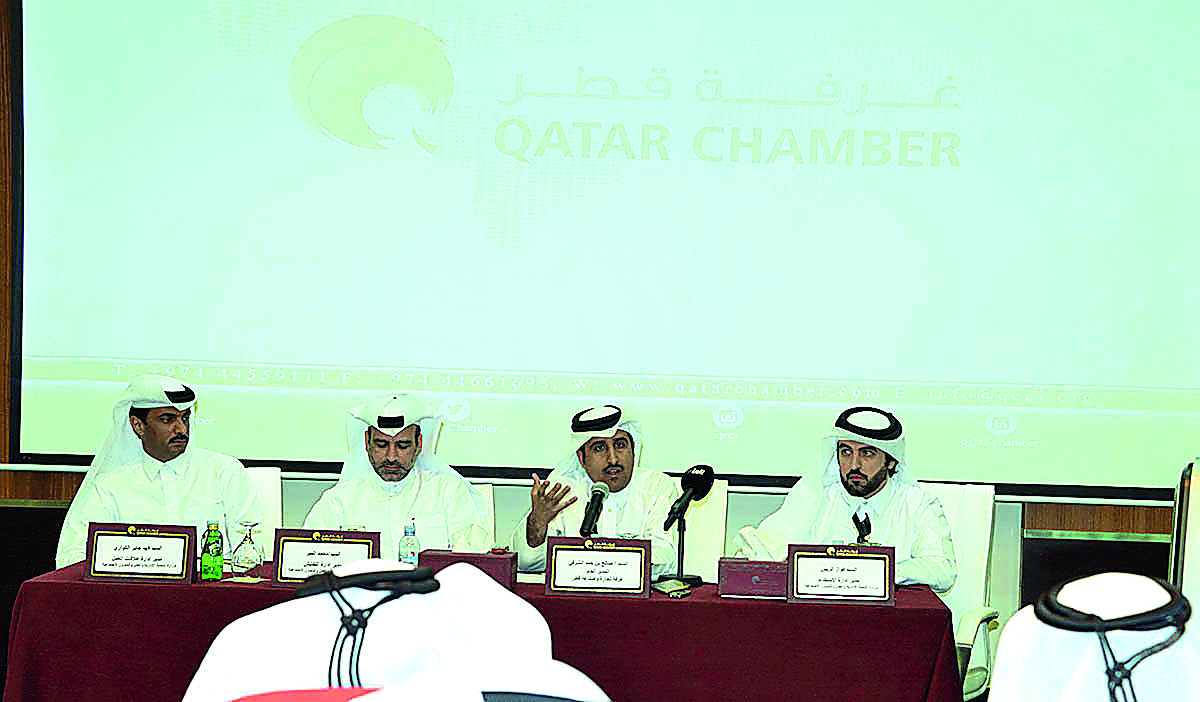 Fahad Jaber Al Kawari (left), Director of Labour Relation Department at the Ministry of Labour;  Mohammed Ali Al Meer, Director of Labour Inspection Department; Saleh Hamad Al Sharqi, Acting Director-General of Qatar Chamber; and Fawaz Al Rayes, Director 