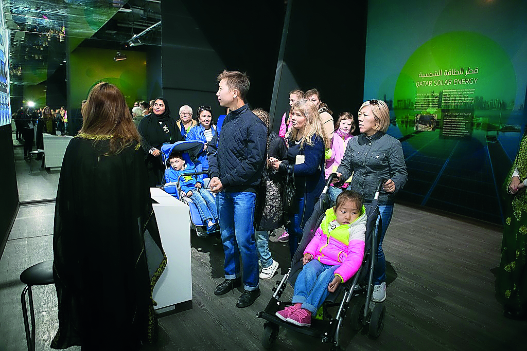 Visitors at the Qatar’s pavilion at Expo Astana 2017 which hosted children with special needs and media figures. 