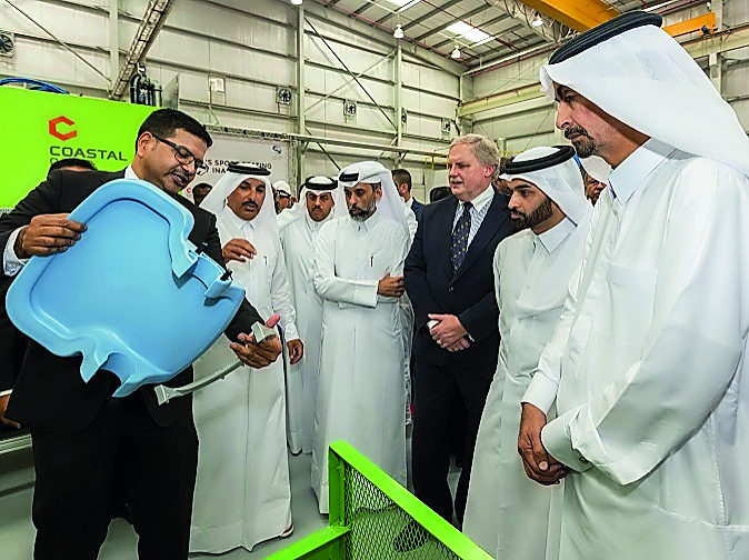 Officials during the opening of the seat-manufacturing factory in Doha. 