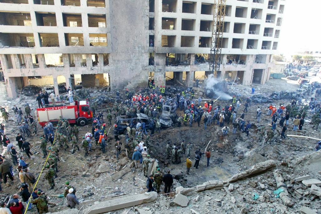 (FILES) This file photo taken on February 14, 2005 shows a general view of the site of an explosion in Beirut, in which Lebanon's former prime minister Rafiq Hariri was killed.  AFP / ANWAR AMRO
