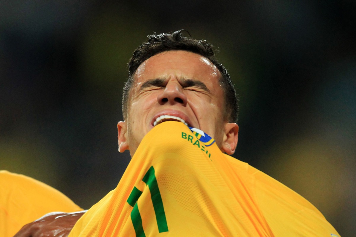 Brazil's Philippe Coutinho celebrates after scoring against Ecuador during their 2018 World Cup football qualifier match in Porto Alegre, Brazil, on August 31, 2017. (AFP / Itamar AGUIAR)