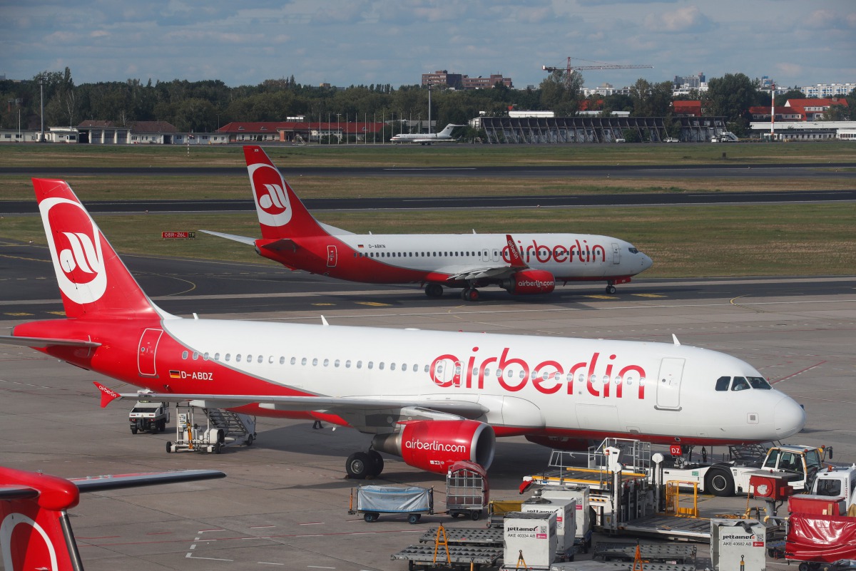 German carrier Air Berlin aircrafts are pictured at Tegel airport in Berlin, Germany, September 4, 2017. REUTERS/Fabrizio Bensch