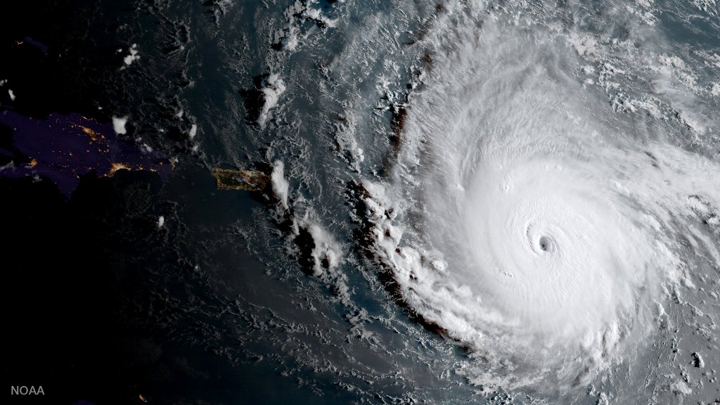 Hurricane Irma, a record Category 5 storm, is seen in this NOAA National Weather Service National Hurricane Center image from GOES-16 satellite taken on September 5, 2017. Courtesy NOAA National Weather Service National Hurricane Cente 

