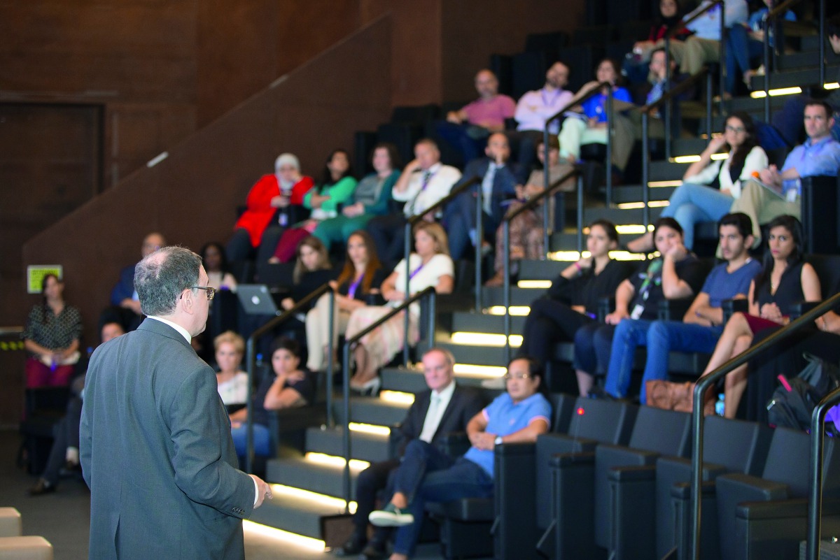 Mark Conrad speaking at a session at NU-Q.
