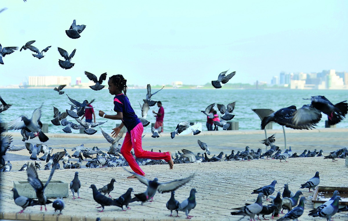 A child is seen having fun at Doha Corniche. Pic: Baher Amin / The Peninsula 
