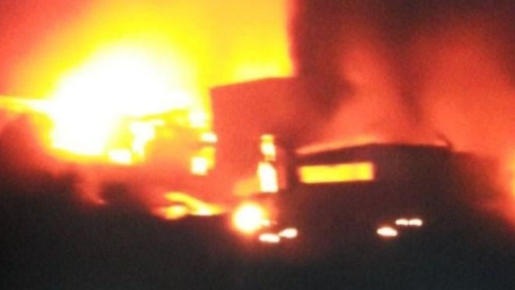 A pro-Syrian government blogger posted an image purportedly showing the strike's aftermath. (IVAN SIDORENKO)
