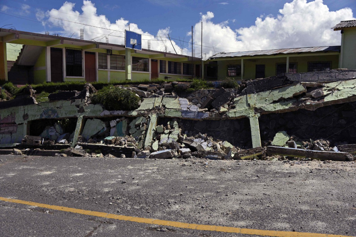 View of damages caused by the earthquake, which mainly hit Mexico, in Tacana municipality, San Marcos departament, in the border with Mexico, 320 km from Guatemala City, on September 8, 2017. AFP / Johan Ordonez