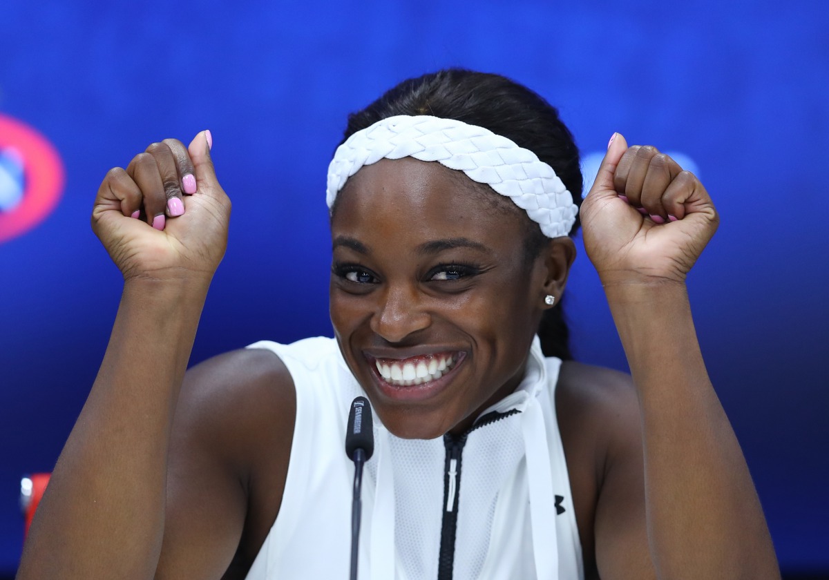 Sloane Stephens of USA holds a press conference after winning the Women's Singles Final tennis match at the 2017 US Open Tennis Championships at Arthur Ashe Stadium in New York, United States on September 9, 2017. (Volkan Furuncu - Anadolu Agency)